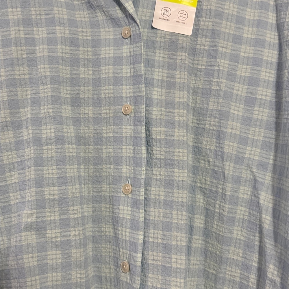 Eddie Bauer Women XL Blue Plaid Button Up Shirt Short Sleeve Casual Top - Picture 4 of 8
